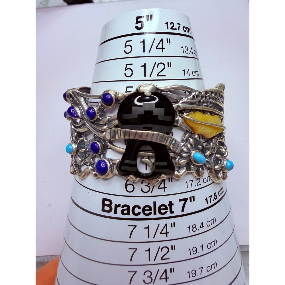 Fritz Casuse Sterling Silver Southwestern Multi-Stone Cuff Bracelet